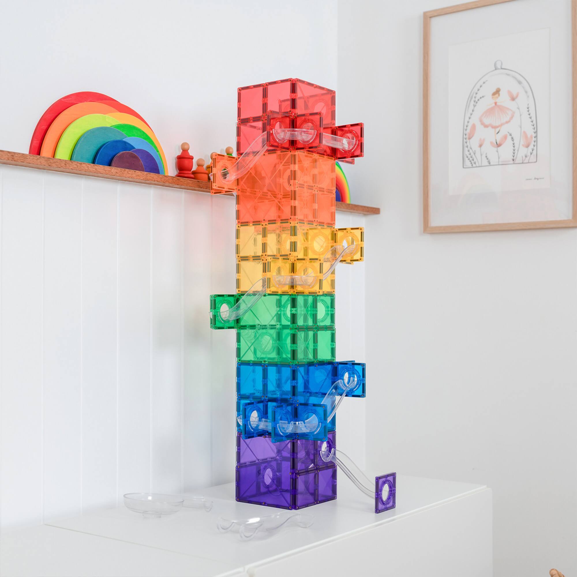 Connetix® Magnetic Tiles Super Ball Run Pack, 134ct.